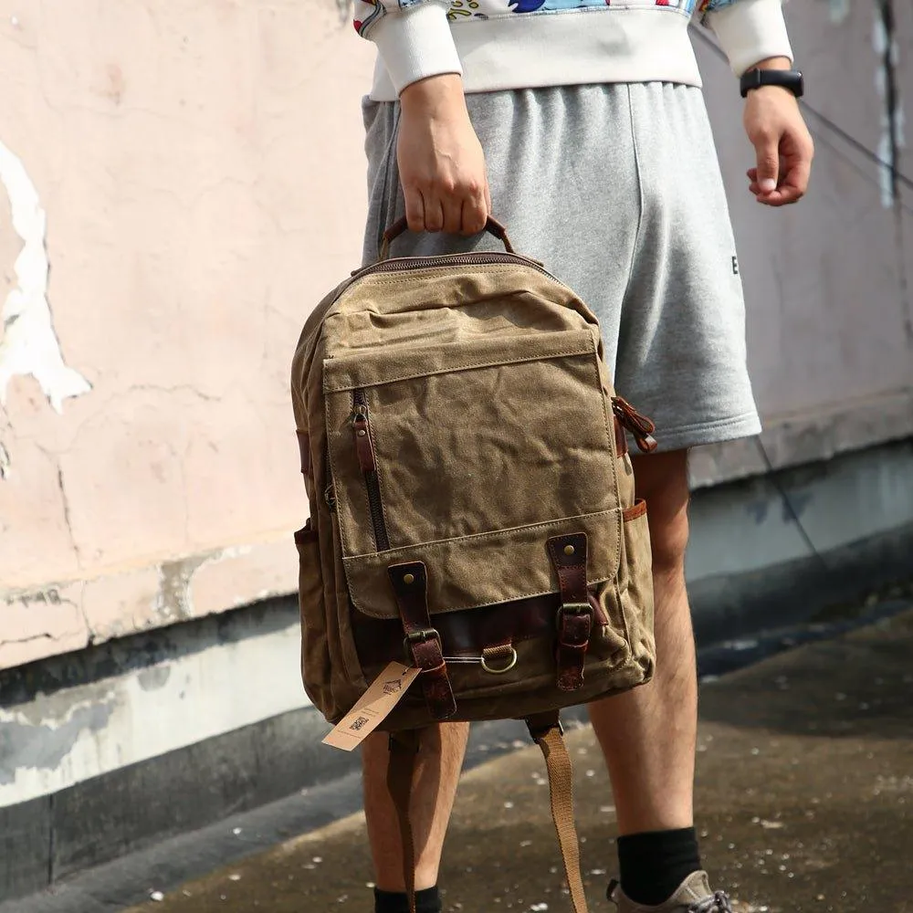 Waxed Canvas Rucksack Vintage Backpack