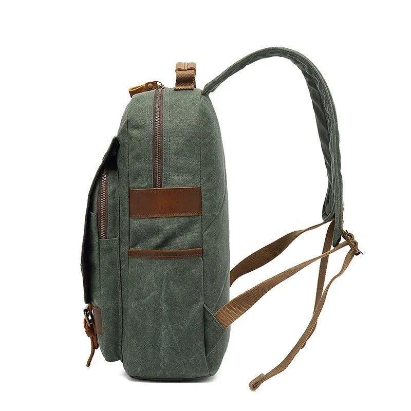 Waxed Canvas Rucksack Vintage Backpack