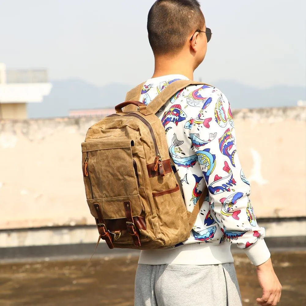 Waxed Canvas Rucksack Vintage Backpack