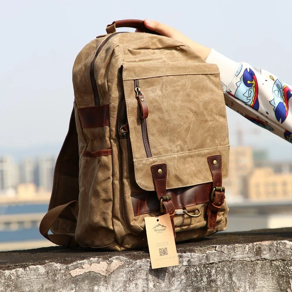 Waxed Canvas Rucksack Vintage Backpack