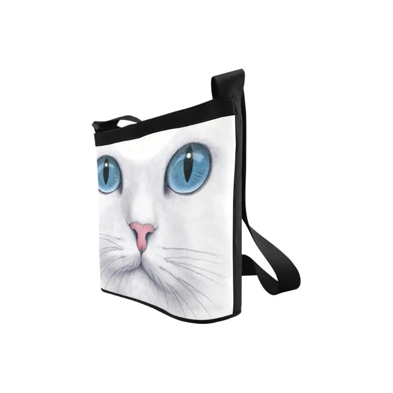 White Cat Print on Shoulder Sling Bag