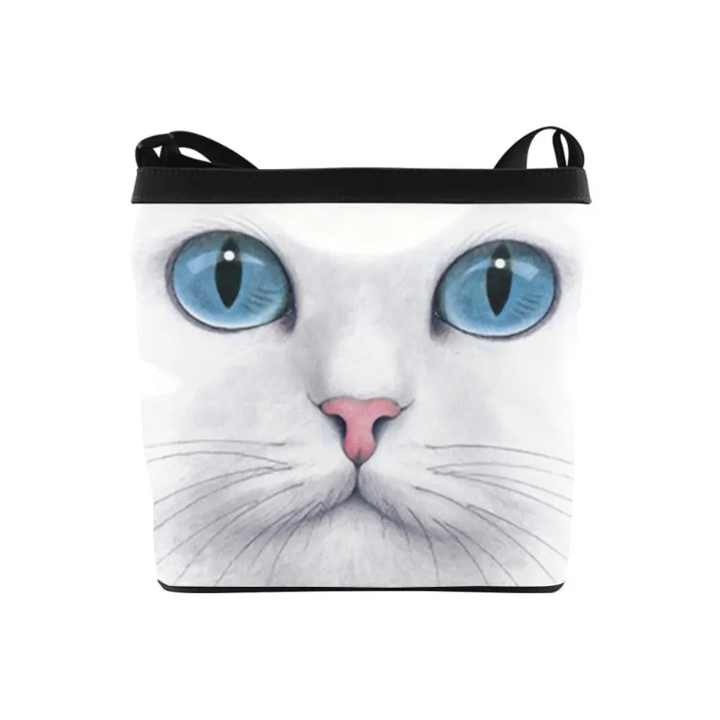 White Cat Print on Shoulder Sling Bag