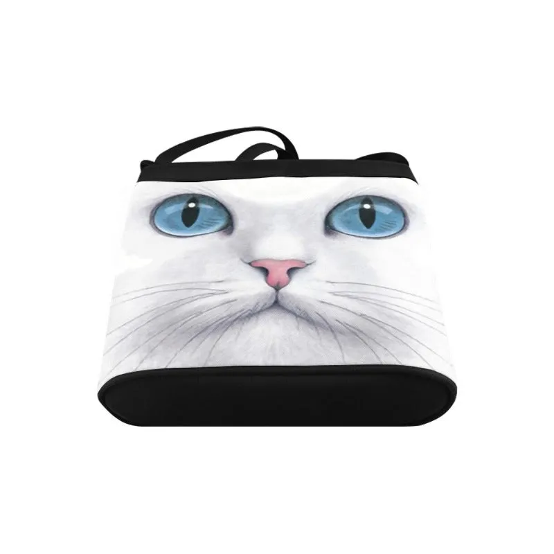 White Cat Print on Shoulder Sling Bag