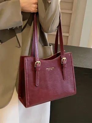 Women Shoulder Bags PU Leather Zipper Handbags Solid Color Tote Bag